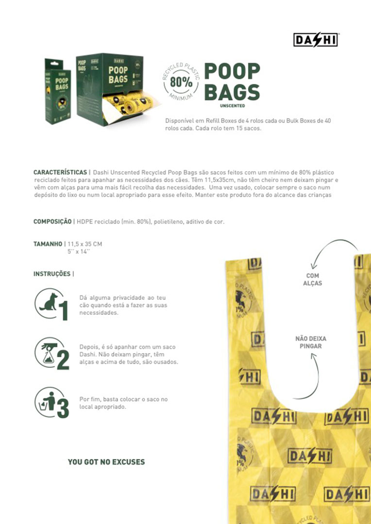 RECYCLED UNSCENTED POOP BAGS